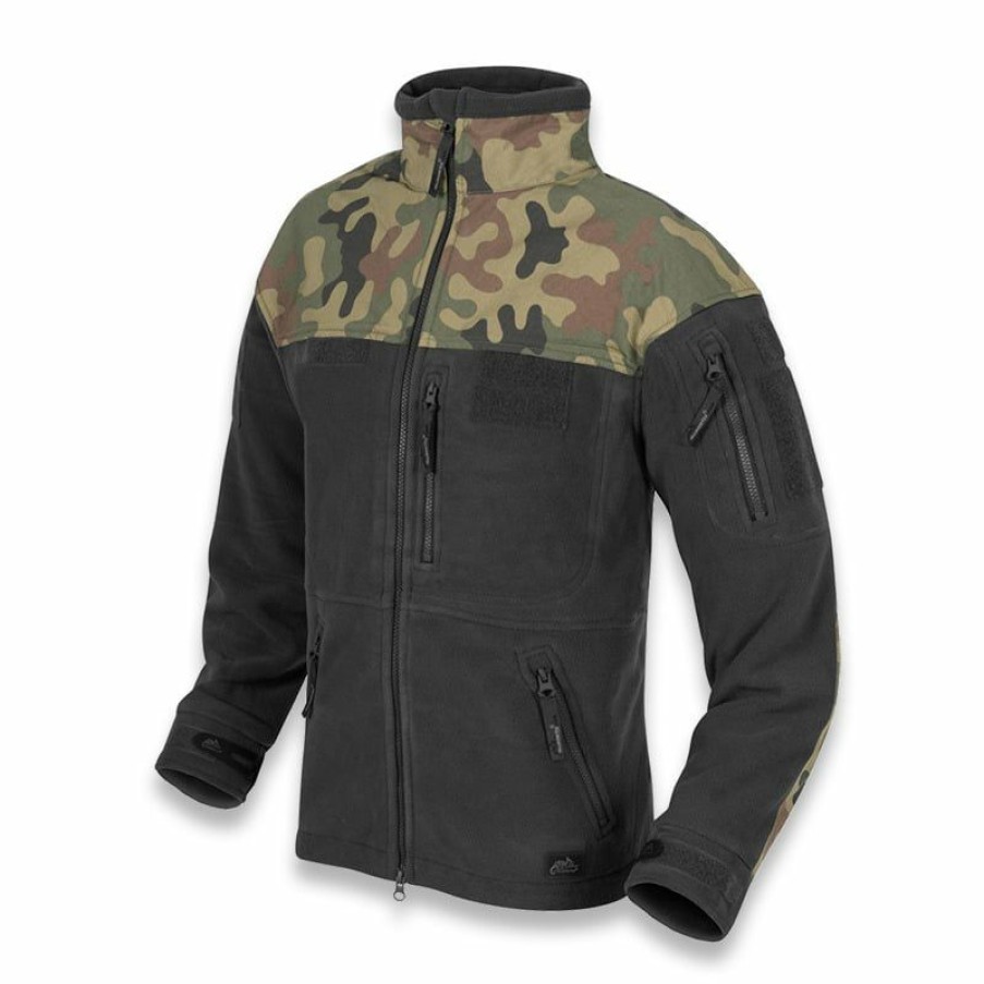 Apparel Helikon-Tex | Helikon-Tex Polish Infantry Fleece Jacket, Black/Pl Woodland Bl-Inf-Hf-17 Hot Selling